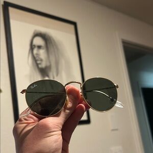 Ray-Ban Classic Gold Sunglasses with Dark Lenses